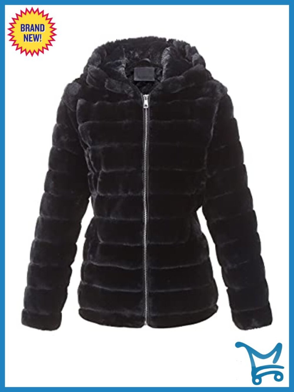 Faux Fur Furry Hooded Sherpa-Lined Jacket Coat